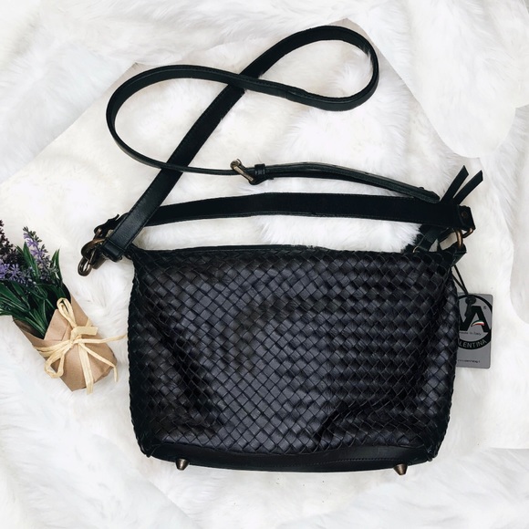 leather woven crossbody bag